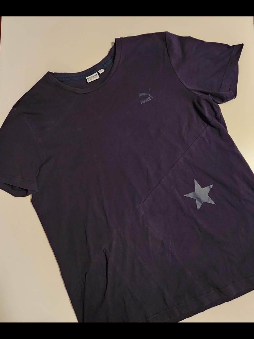Vintage Puma Men's Crew Tee with Star Detail - Deep Navy
